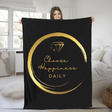 Discover Choose Happiness Luxury Design - Gold Empowerment Fleece Blankets