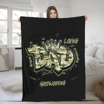 Discover Camo Dad Design Fleece Blankets