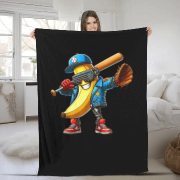 Discover Banana Playing Fruit Lover Cute Banana Player Fleece Blankets