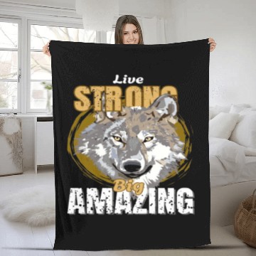 Discover wolf design Fleece Blankets
