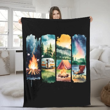 Discover Brushstroke Camping Life Fleece Blankets