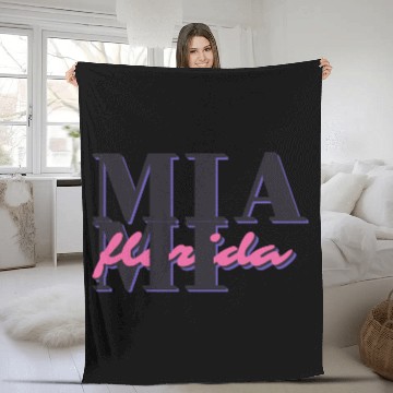 Discover Retro Miami Street Style Typography Fleece Blankets