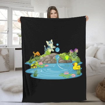 Discover Life & Nature (At the pond) Fleece Blankets