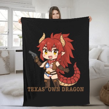 Discover Texas' Own Dragon, Zentreya Chibi Sticker Design Fleece Blankets