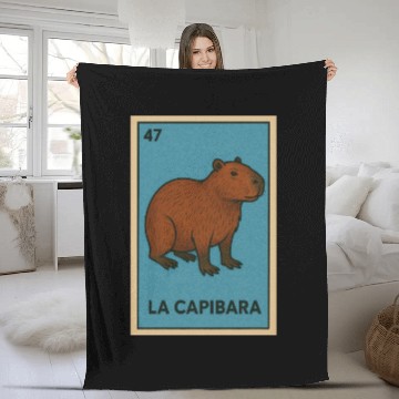 Discover LA CAPIBARA - THE CAPYBARA - LOTERÍA CARD Fleece Blankets