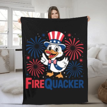 Discover Womens Duck Firequacker Patriotic Fourth of July I Fleece Blankets