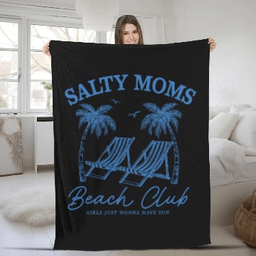 Discover Beach Vacation Salty Moms Beach Fleece Blankets