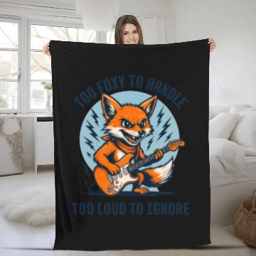 Discover Fierce Guitar Fox Rocking the Stage Fleece Blankets
