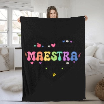Discover Teacher Maestra Spanish Teacher Heart Fleece Blankets