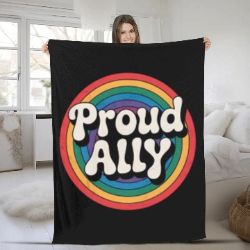 Discover Proud Ally LGBTQ Pride Rainbow Fleece Blankets