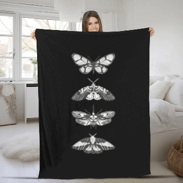 Discover Black Butterfly Bold Leap Fleece Blankets