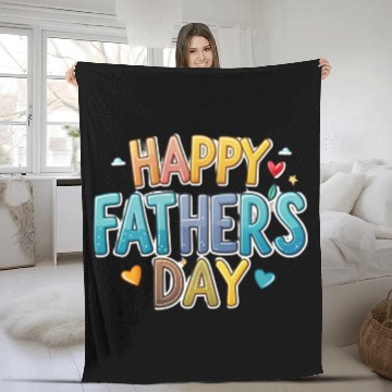 Discover Happy father's day color letter design, 3d design Fleece Blankets