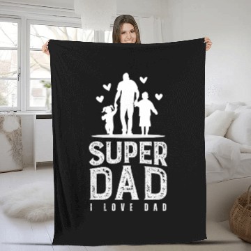 Discover Black White Simple Super Dad Fleece Blankets 1