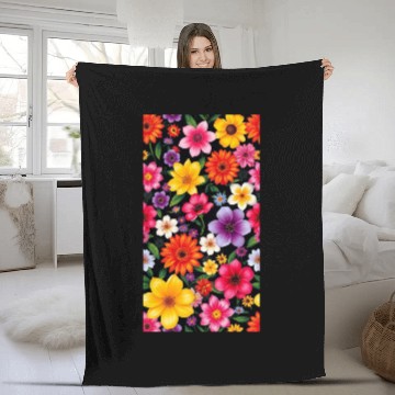 Discover Vibrant Wildflower Garden – Colorful Floral Patter Fleece Blankets