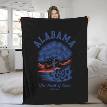 Discover Albm State Outline – License Plate Art Fleece Blankets