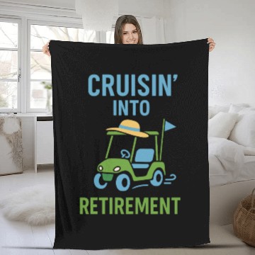 Discover Golf Cart Life Senior Humor Retirement Ride Fleece Blankets