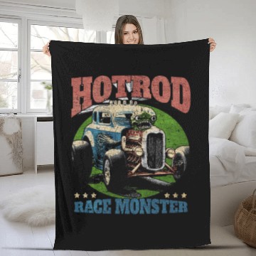 Discover Hot Rod Monster Retro Race Fleece Blankets