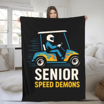 Discover Golf Cart Life Senior Humor Retirement Ride Fleece Blankets