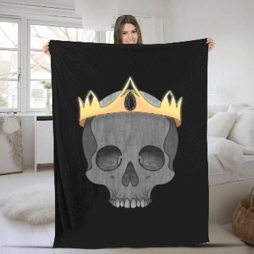Discover Royal Skull with Crown Illustration Fleece Blankets