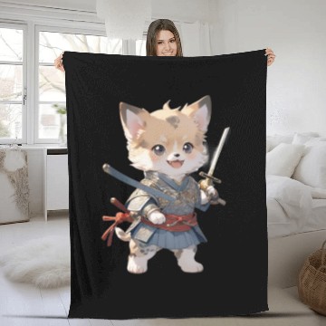 Discover Dog Samurai Coffee Fleece Blankets