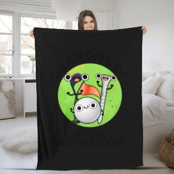 Discover Weapons Of Grass Destruction Funny Golf Pun Fleece Blankets