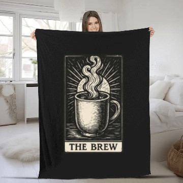 Discover The Brew – Coffee Tarot Card in Vintage Ink Fleece Blankets
