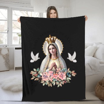 Discover Nossa Senhora de Fatima Mother Mary Saint Catholic Fleece Blankets