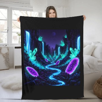 Discover Bioluminescent Crystal Valley Fleece Blankets