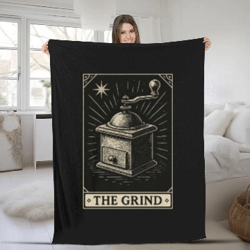 Discover The Grind – Coffee Tarot Manual Grinder Card Fleece Blankets