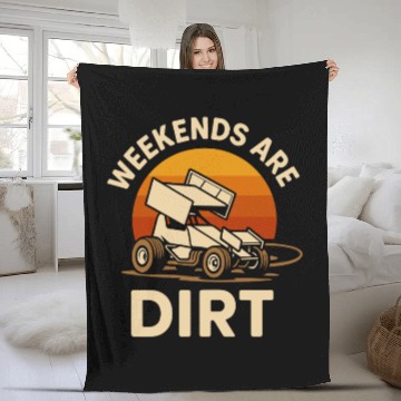 Discover Sprint Car Racing Dirt Track Speed Oval Race Fleece Blankets