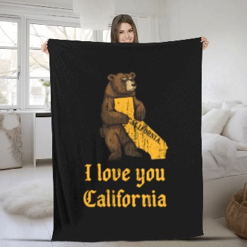 Discover I love you California grizzly bear Fleece Blankets