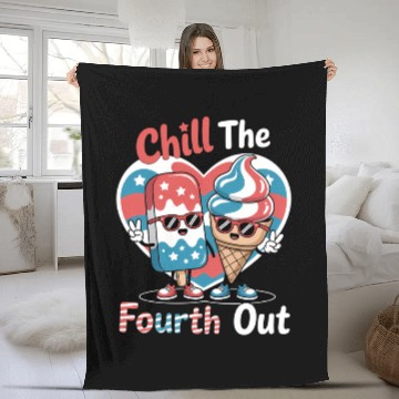 Discover Chill The Fourth Out Patriotic Ice Cream Popsic Fleece Blankets