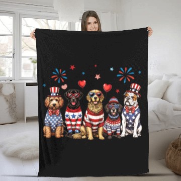 Discover Patriotic Dogs Fleece Blankets