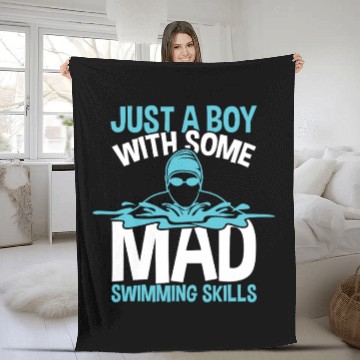 Discover Funny Swim Boy Fleece Blankets
