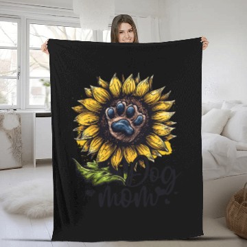 Discover Dog Mom Sunflower Dog Lover Fleece Blankets