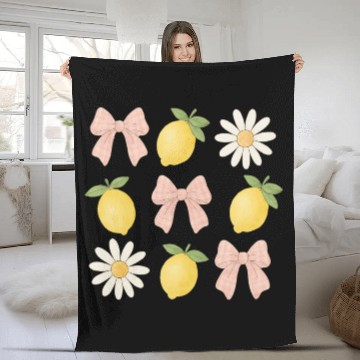 Discover Lemon Bow Summer Vacation Fleece Blankets