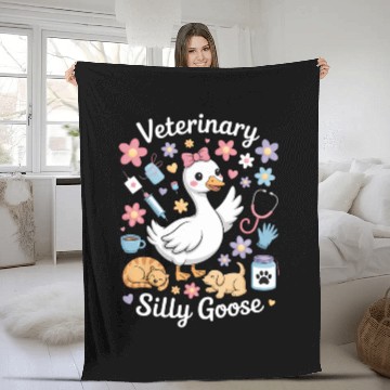 Discover Veterinarian Silly Goose Veterinary Medicine Fleece Blankets