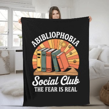 Discover Abibliophobia Funny Bookworm Reading Fleece Blankets