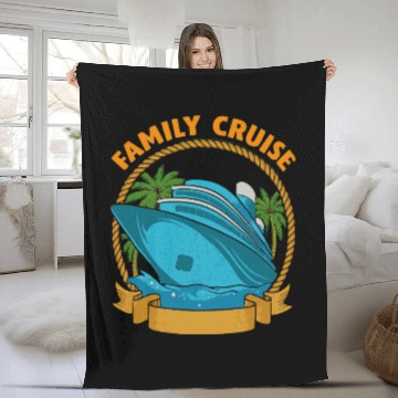Discover Family Cruise Ship Palm Trees Rope Fleece Blankets