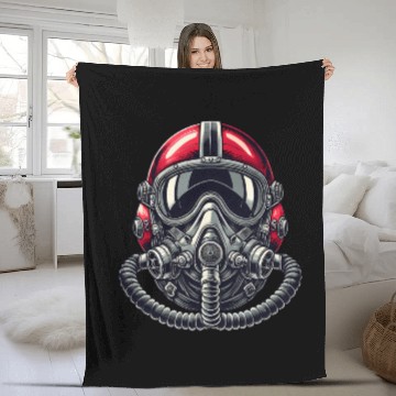 Discover Pilots Helmet Design Fleece Blankets