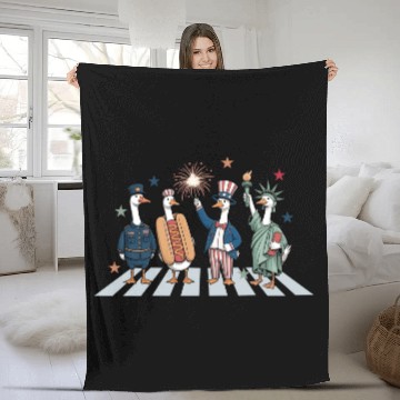 Discover Patriotic Goose 4th of July Silly Goose Fleece Blankets