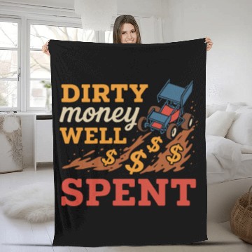 Discover Sprint Car Racing Dirt Track Speed Oval Race Fleece Blankets