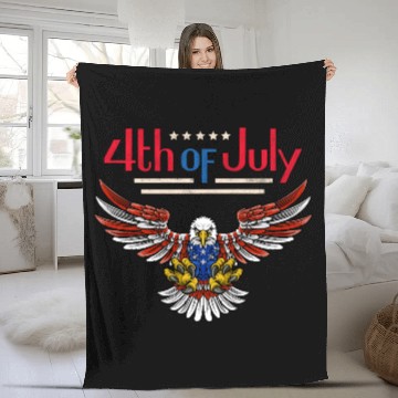 Discover 4th of July Patriotic Eagle USA Pride Art Fleece Blankets