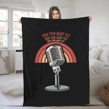 Discover Sing Your Heart Out Microphone Crooner Retro 50s Fleece Blankets