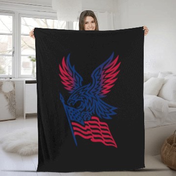 Discover Patriotic Eagle with USA Flag 4th of July Fleece Blankets