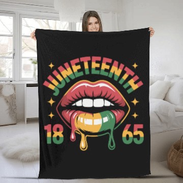 Discover Juneteenth 1865 Rasta Lips Fleece Blankets