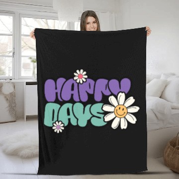 Discover Happy Days | Groovy Retro Daisy Flower Fleece Blankets