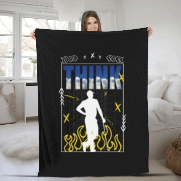 Discover Think Abstract Player Silhouette Flames Art Fleece Blankets