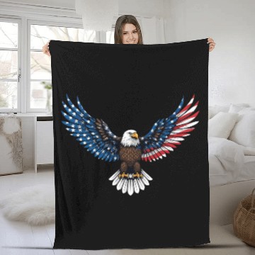 Discover us flag colored eagle Fleece Blankets