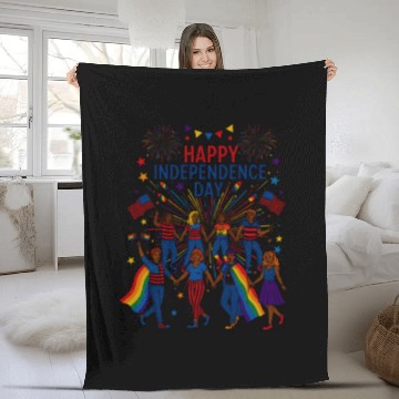 Discover lgbt happy independence day Fleece Blankets